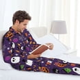 thumbnail image 6 of Naloa Halloween Sweet Candy Men’s Pajamas Set - Long Sleeve Button Down Sleep Shirt and Pajama Bottoms Sleepwear Set-Medium, 6 of 7