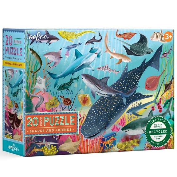 eeBoo: Sharks & Friends - 20 Piece Puzzle - 15 x 11" Kids Jigsaw,  Glossy High-Quality Pieces, Preschool Puzzle, Ages 3 