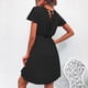 thumbnail image 3 of Vestido de fiesta corto de gasa con cuello en V y mangas cortas informales de terciopelo para mujer XL, 3 of 5