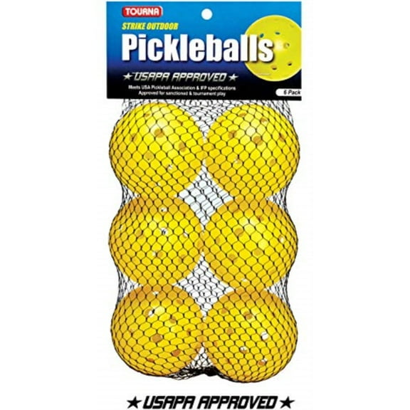 Tourna Strike Outdoor Pickleball, 6-Pack, USAPA Approved, Optic Yellow