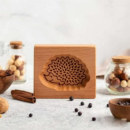 

Wooden Cookie Molds Engraved Embossing Cookie Cutter with Christmas Tree Deer Pinecones Pattern for Baking Embossed Cookies for Kids and Adults to Make Cookie Dough
