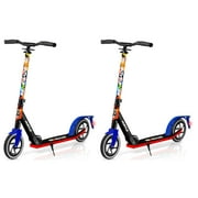 Hurtle Renegade Lightweight Foldable Teens and Adult Kick Scooters (2 Pack)