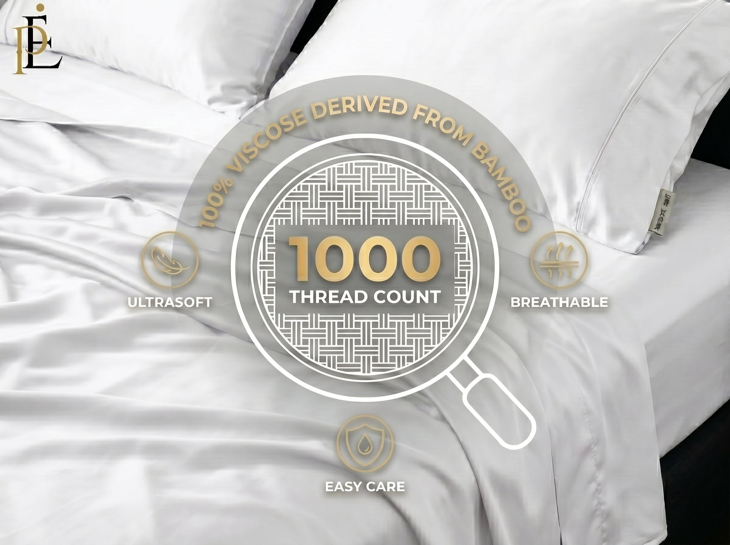 100% Viscose from Bamboo King Size Botton Fitted Sheets Only (1-Piece) 1000 Thread Count - Cooling Silky Soft - 16" Deep Pocket - White
