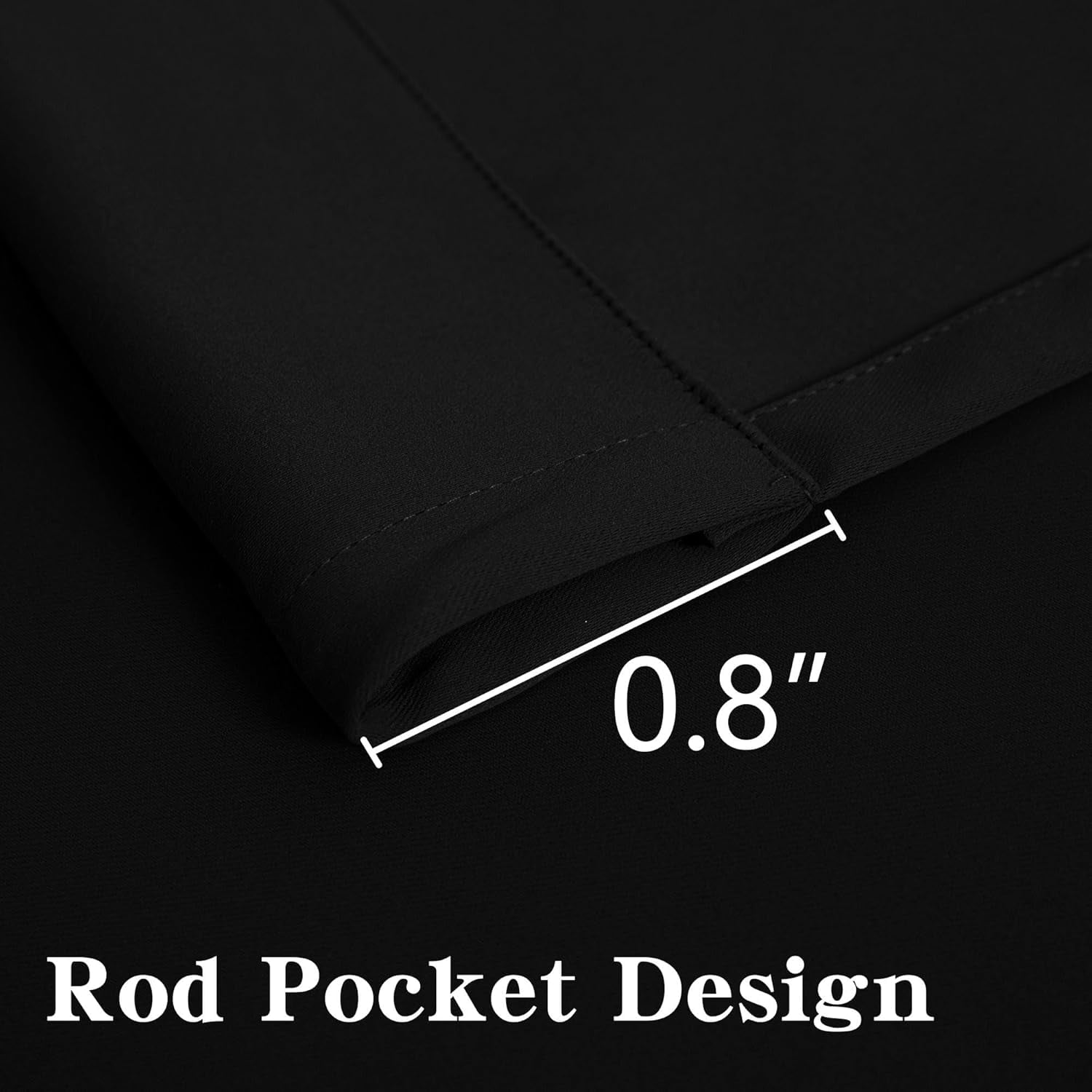 Black Blackout Curtains 84 Inch Length 2 Panels Set, Black Out Curtains for Bedroom 84 Inch Long, Rod Pocket Energy Saving Room Darkening Drapes for Living Room Window(W52 x L84)
