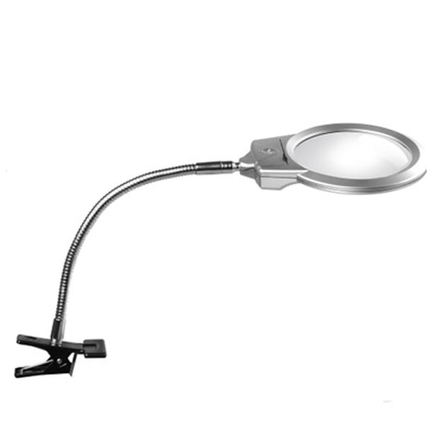Lupa con pinza para mesa, lupa de escritorio con luz LED