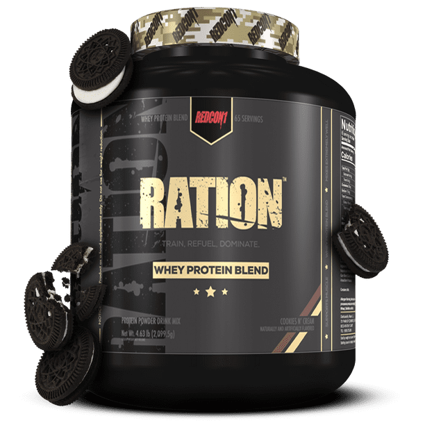 Redcon1 Ration Whey Protein, Cookies N Cream, Powder, 5lb, 25g Protein