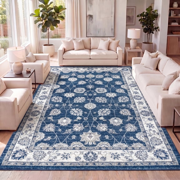 JONATHAN Y MODERN PERSIAN 5 x 8 Area Rug, Vintage Moroccan Traditional - Navy/Light Gray, MDP101A-5