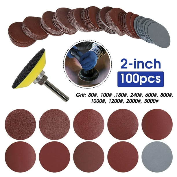 TSV 100Pcs 2 Inch Sanding Discs Set, Hook and Loop Sander Sandpaper 80