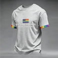 thumbnail image 2 of Men's We The People Means Everyone Polo Shirt with Rainbow Fist Graphic and Colorful Collar Trim Featuring Short Sleeves Light Gray XXXL, 2 of 5