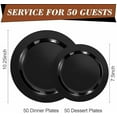 thumbnail image 2 of 100PCS Black Plastic Plates, Black Disposable Plates for 50 Guests, 50 Dinner Plates 10.25 inch and 50 Dessert Plates 7.5 inch for Party, Graduation, Wedding, 2 of 6