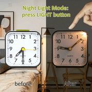 alarm clocks for bedroom LED Desk Clock Nightlight Snooze Quiet Non Ticking battery powered clock