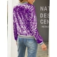 thumbnail image 4 of Cenuakty Women Zip up Jacket Casual Shiny Sequins Lightweight Long Sleeve Cardigan for Fall Clothes Outwear Streetwear, 4 of 5