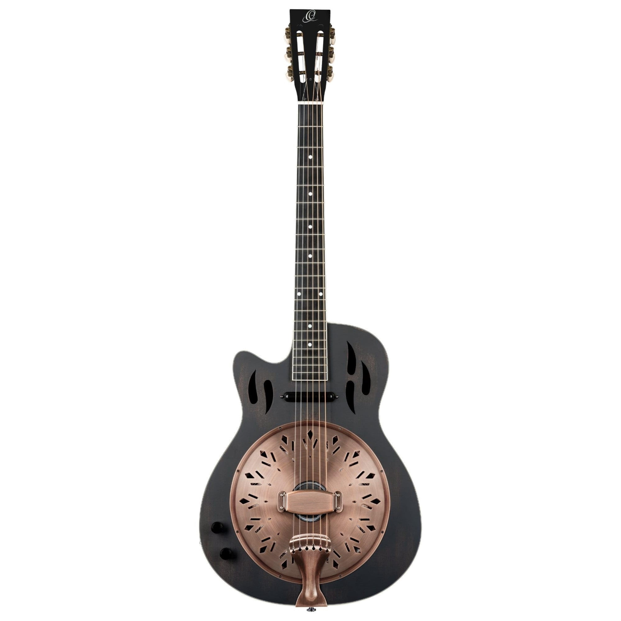 Ortega RRG40CE-DBK Left-Handed Concert Cutaway Acoustic-Electric Resonator Guitar Black