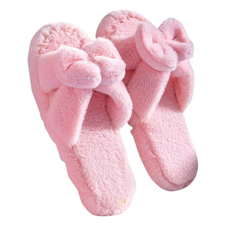 

Womens House Slippers Open Toe Soft Plush Fleece Bedroom Slippers Women Memory Foam Comfy Fuzzy Slip On Non-Slip Womens Slippers Indoor