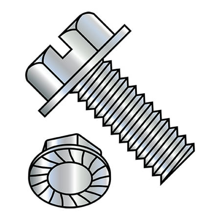 

1/4-20X1 Slotted Indented Hex Washer Head Serrated Machine Screw Fully Threaded Zinc (Pack Qty 2 000) BC-1416MSWS