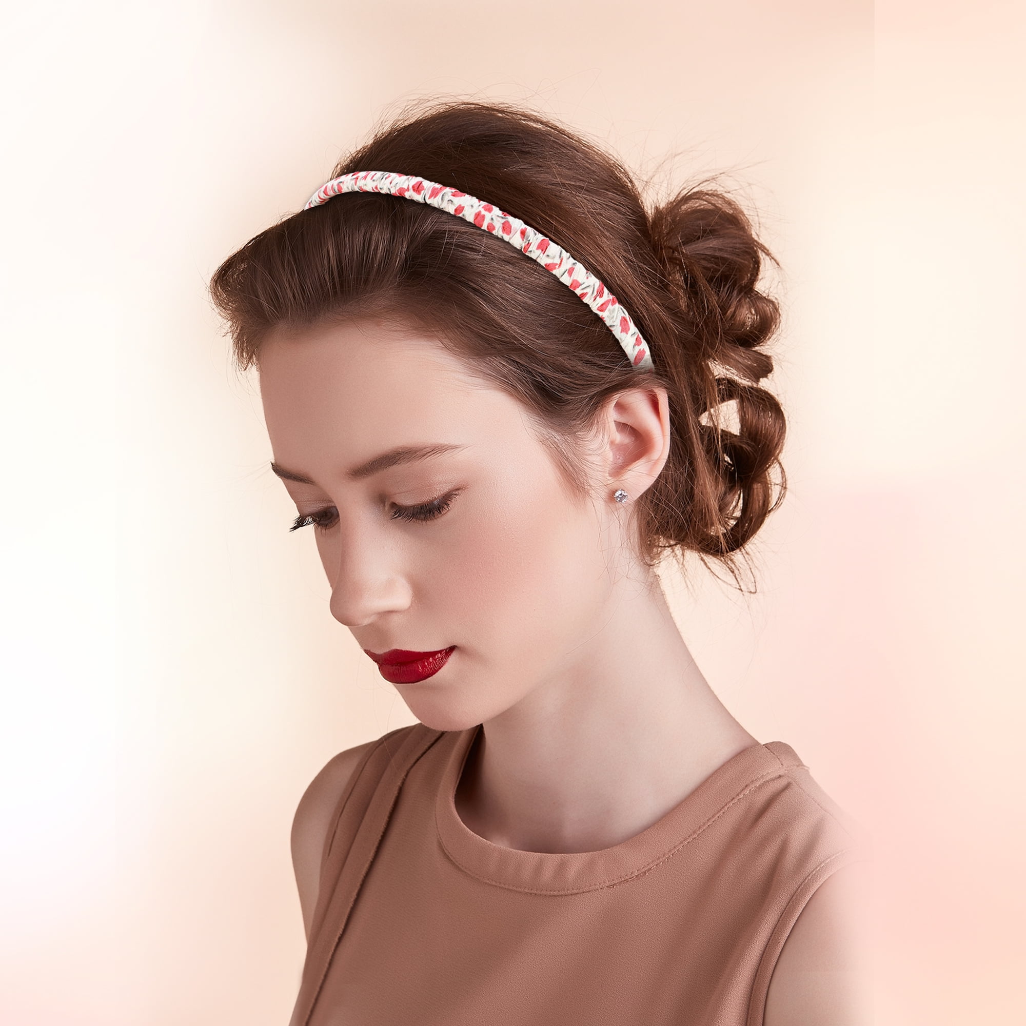 Unique Bargains 4pcs Elastic Teeth Comb Floral Pattern Headbands Tooth Comb for Women