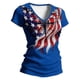 thumbnail image 1 of Camiseta de Manga Corta de la Mujer Casual Suave Transpirable de Poliéster con Cuello en V Top de Impresión para Eventos Patrióticos de Uso Diario, 1 of 5