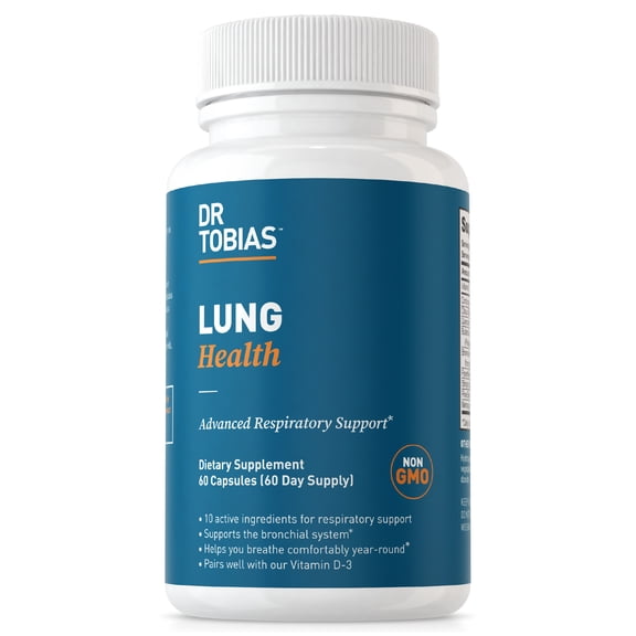 Dr. Tobias Lung Health, Lung Support Supplement, 2 Bottles x 60 Capsules, 4 Month Supply