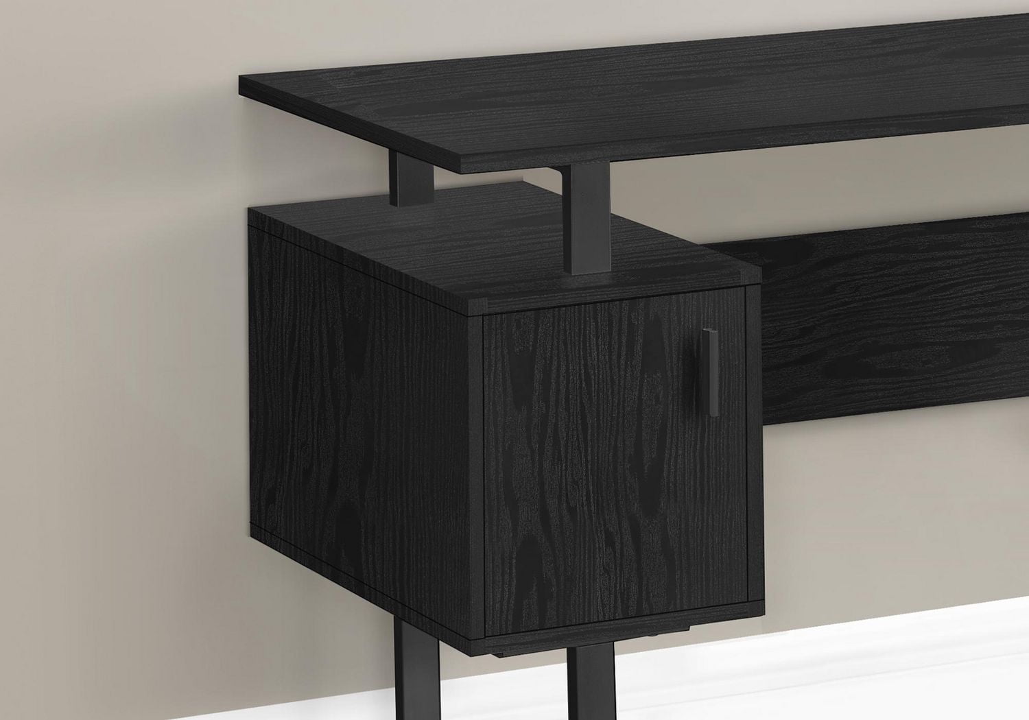 Monarch Specialties Bureau, Bureau À Domicile, Ordinateur Portable, Rangement, 48"l, Travail, Métal, Stratifié, Noir, Contemporain, Moderne
