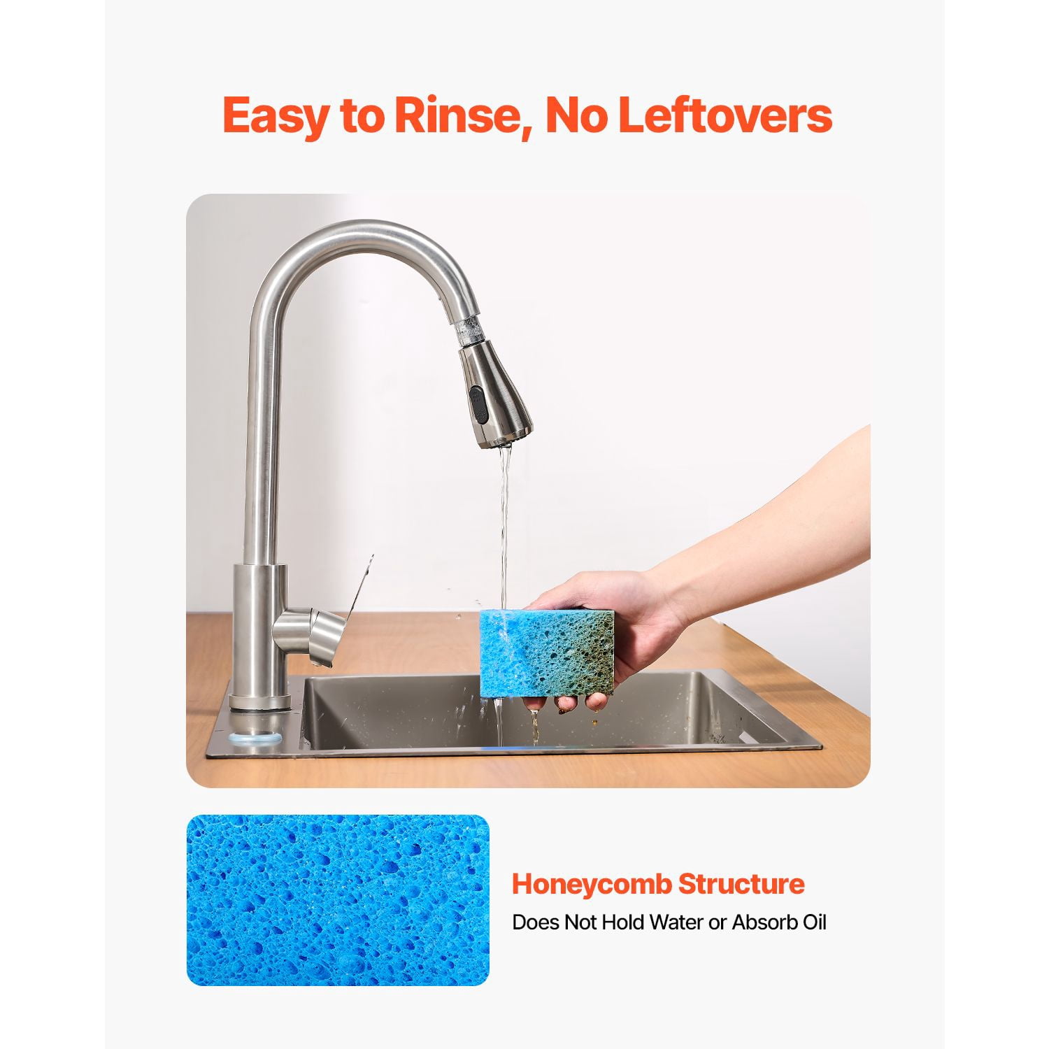 Wood Pulp Cotton Scouring Pads Double-Sided, Dual Layer Dishwashing Cleaning Sponge, Quick-Drying Odor Resistant Rich Foam Scrubber for Kitchen