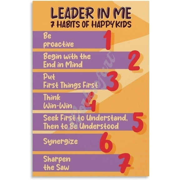 Leader In Me The 7 Habits Of Happy Kids Poster School  Wall Art for Bedroom Living Room Decor Aesthetics