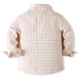 thumbnail image 6 of Little Boys Button Down Shirts Long Sleeve Plaid Collared Preschool Preppy Going out Tops for Toddlers Khaki, Size 4 Y, 6 of 7
