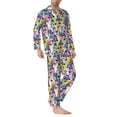 thumbnail image 2 of Yiaed Llamas Colorful Print Men’s Pajamas Set - Long Sleeve Button Down Sleep Shirt and Pajama Bottoms Sleepwear Set Mens Pjs Sets Men's Pajama Bottoms-Medium, 2 of 7
