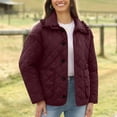 thumbnail image 4 of Miluxas Women's Fashion Loose Long Sleeve Solid Color Casual Quilted Solid Color Cotton Padded Jacket with Pockets Wine XL(XL), 4 of 8