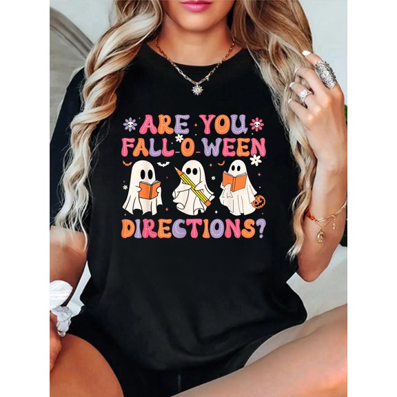 are You Fall O Ween Directions Teacher Halloween Ghost T-Shirt