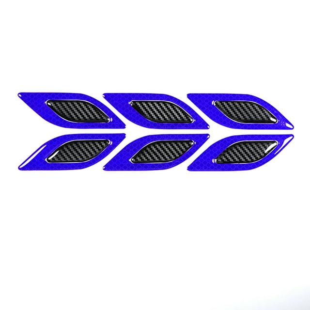 Riwesomey Pegatina reflectante de carcasa de coche de 6 piezas, pegatinas antideslizantes de fibra de carbono, decoración anticolisión para Automoción decorativa y accesorios Azul