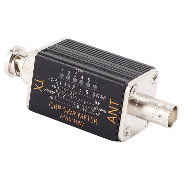 SWR Meter, Compact BNC Interface 6 LED Lights 10W Standing Wave Indicator for Short Wave Radio Device