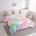 thumbnail image 2 of Manfei Cute Rainbow Cat Queen Bedding, Cartoon Dessert Cake Bedding Comforter Set Queen, Pink Blue, Pink Reversible, 7-Piece, 2 of 6