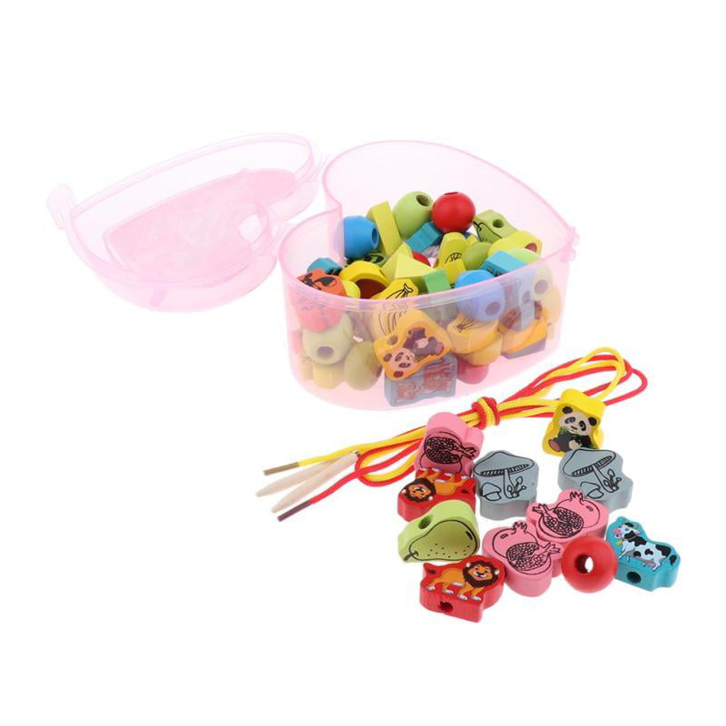 Fruit Animal Threading Wooden Beads Toys Monterssori Educational for Children 