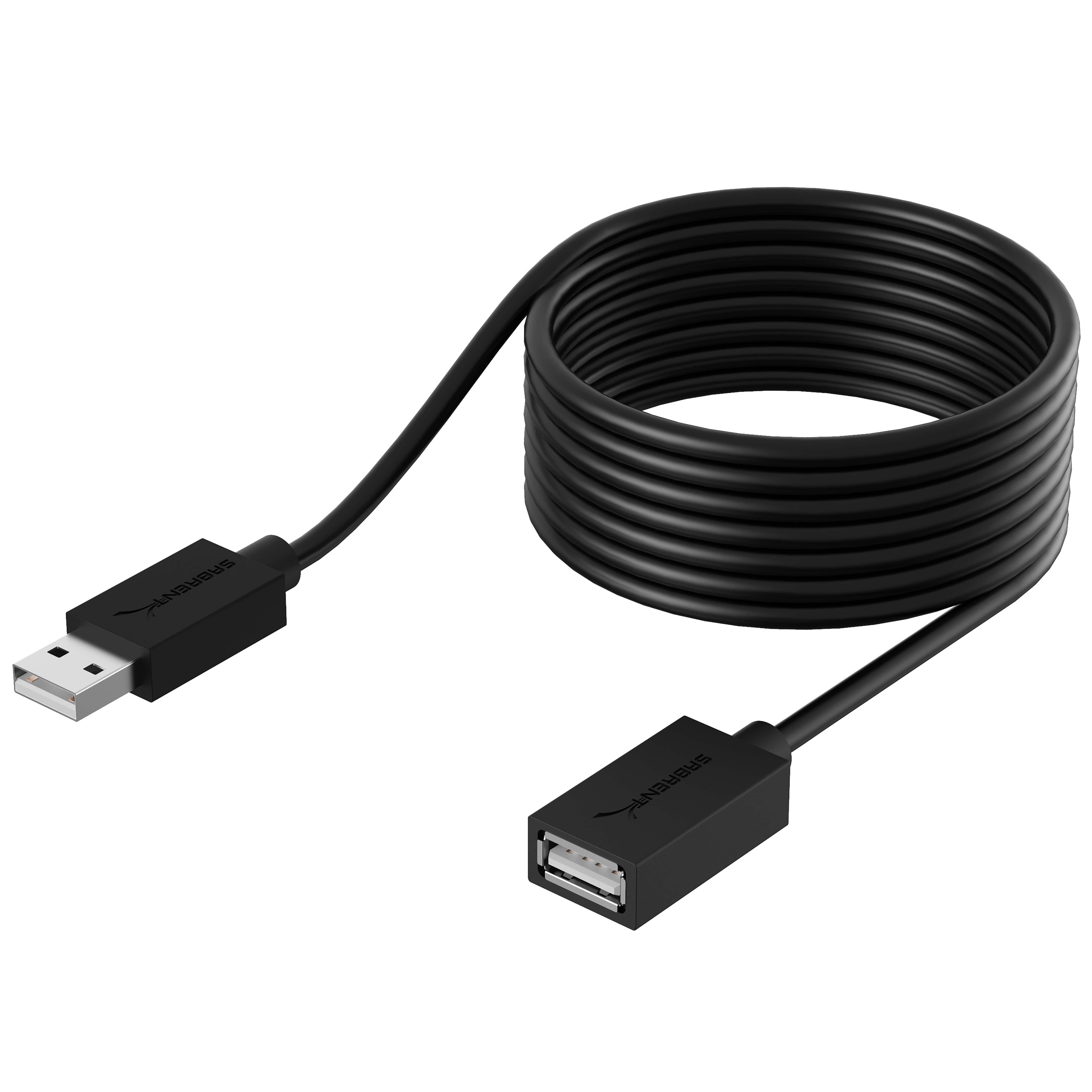 SABRENT 22AWG USB 2.0 Extension Cable - A-Male to A-Female [Black] 10 Feet (CB-2010)