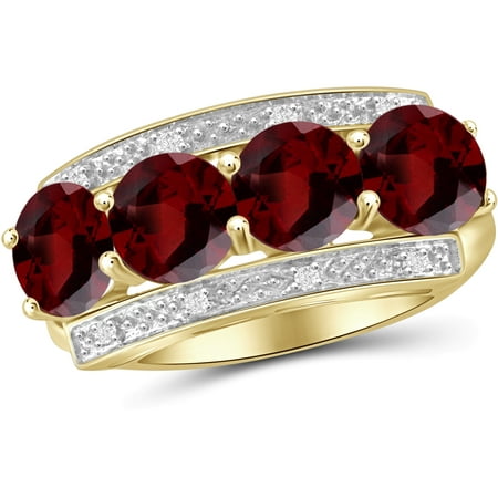 JewelersClub 3 1/5 Carat T.G.W. Garnet And White Diamond Accent 14kt Gold Over Silver Ring