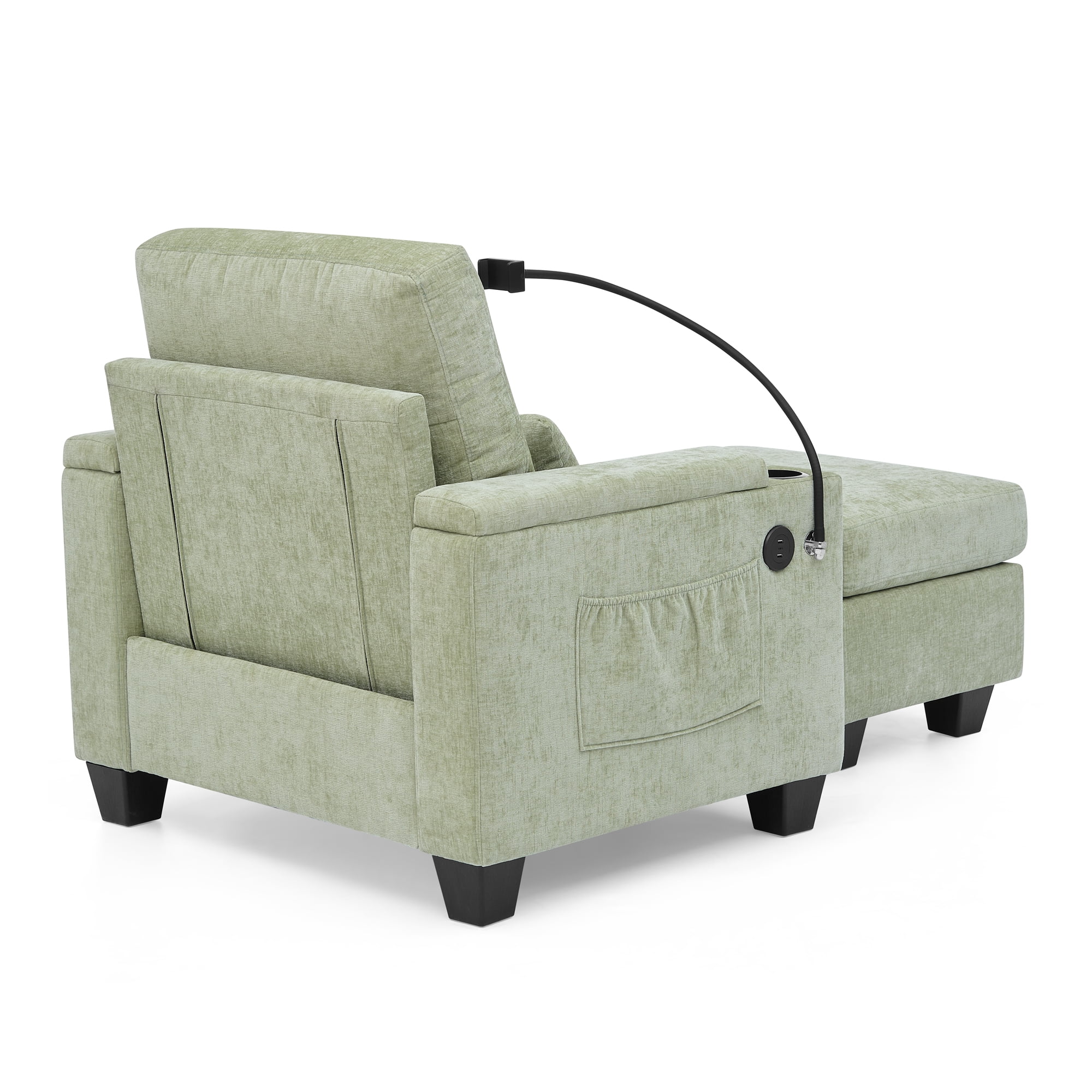 Recliner Chair with Adjustable Backrest, Cup Holders, USB Charging Port, Phone Stand, Arm Storage and Storage Ottoman