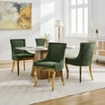 thumbnail image 3 of Set of 6 Chenille Dining Chairs with Metal Legs & Rivet Trim Wide Seat KItchen Dining Room Chairs Accent Side Chairs, 3 of 12