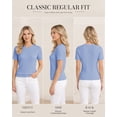 thumbnail image 2 of QUALFORT Women’s Short Sleeve Cable Knit Sweater, Crew Neck Lightweight Pullover, Blue, Size XL, 2 of 7