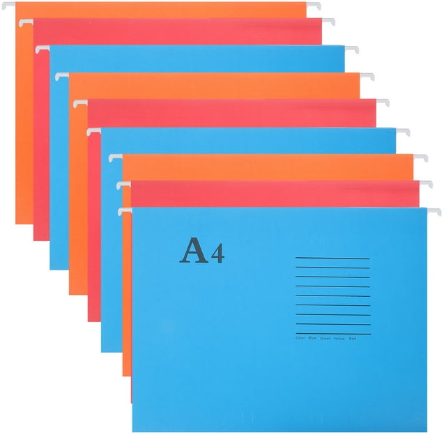 EeaseCA 10 Pcs A4 Sized Suspension File Folder Hanging File Holder Paper Wear-resistant Frame Documents Organizer Desktop Office Supplies (Mixed Color)