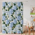 thumbnail image 6 of Shower Curtain Blue Hydrangea Floral Shower Curtains for Bathroom Decor, Waterproof Polyester Shower Curtain Set with Hooks, Standard Size 72" x 72" Watercolor Flowers, 6 of 9