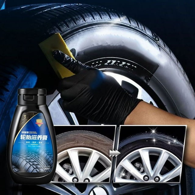 Abrillantador de cera para neumáticos de coche de 300 ml, agente protector brillante y duradero contra el envejecimiento, pasta nutritiva y restauradora de neumáticos.