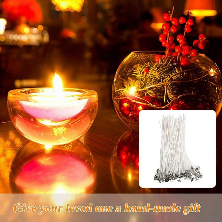  100PCS 8 Inch Candle Wick,Low Smoke Pre-Waxed & 100% Natural  Cotton Core Candle Wick for Candle Making DIY