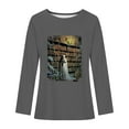 thumbnail image 3 of WXLWZYWL Womens Fall Tops Womens Halloween Cute Ghost Reading Books Shirts Oversized Fall Vintage Funny Graphic Tee Long Sleeve Crewneck Top, 3 of 3