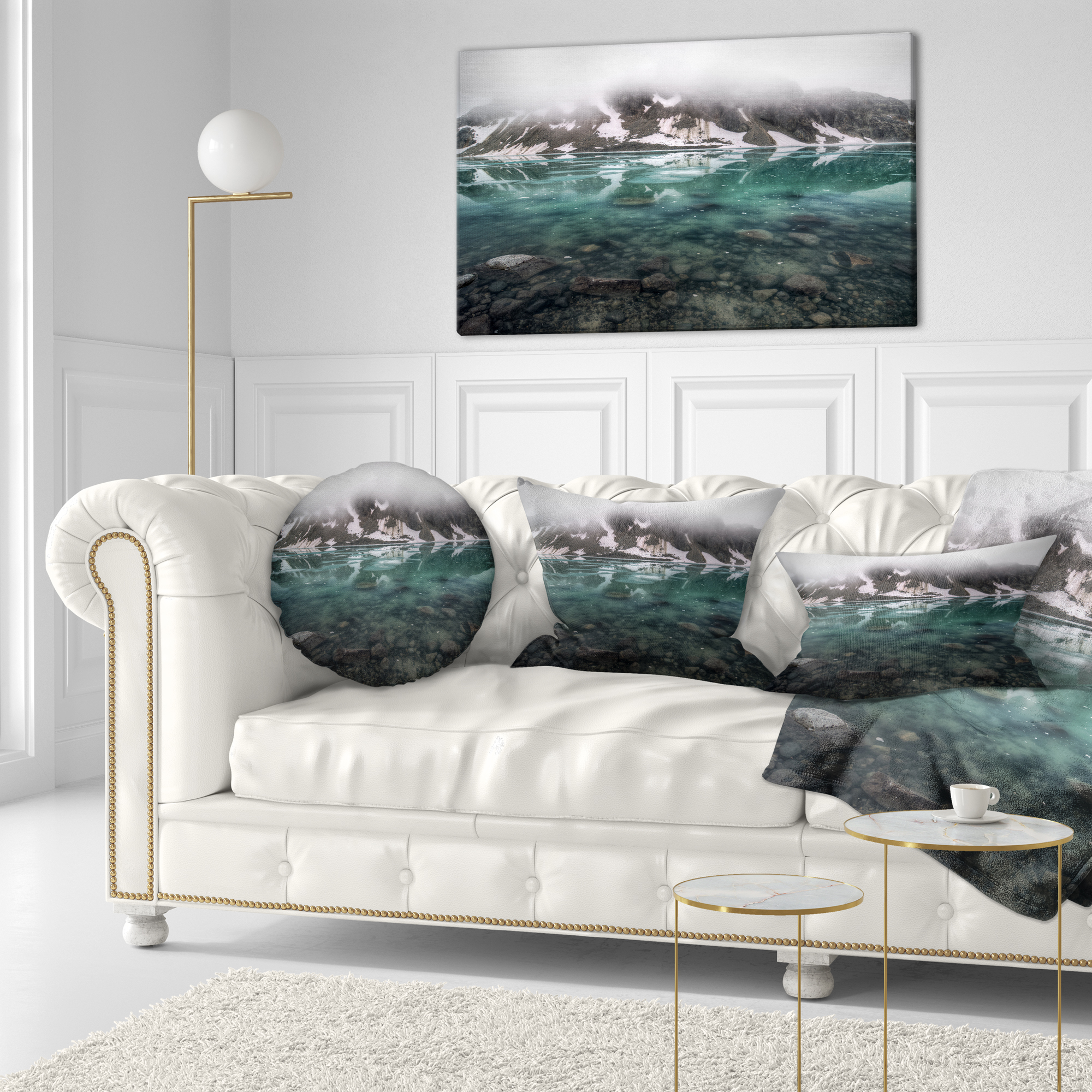Designart Beautiful Turquoise Mountain Lake - Landscape Printed Throw Pillow - 12x20