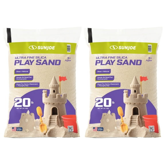 Sun Joe 2 Pack Ultra Fine Silica Play Sand, Sandboxes & Sensory Tables, 20 lbs, PLYSAND20