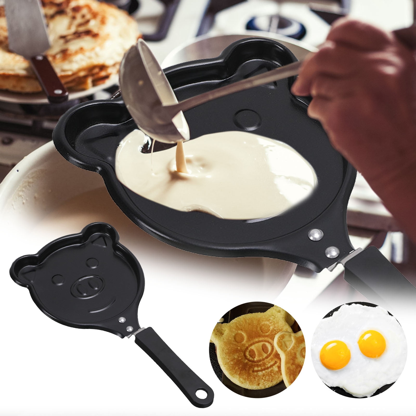 Mini Pancake Pan with Handle Pancake Maker Pan Non-stick Stovetop Egg Frying  Pan Breakfast Griddle Pan Reusable Egg Cooker Pan - AliExpress