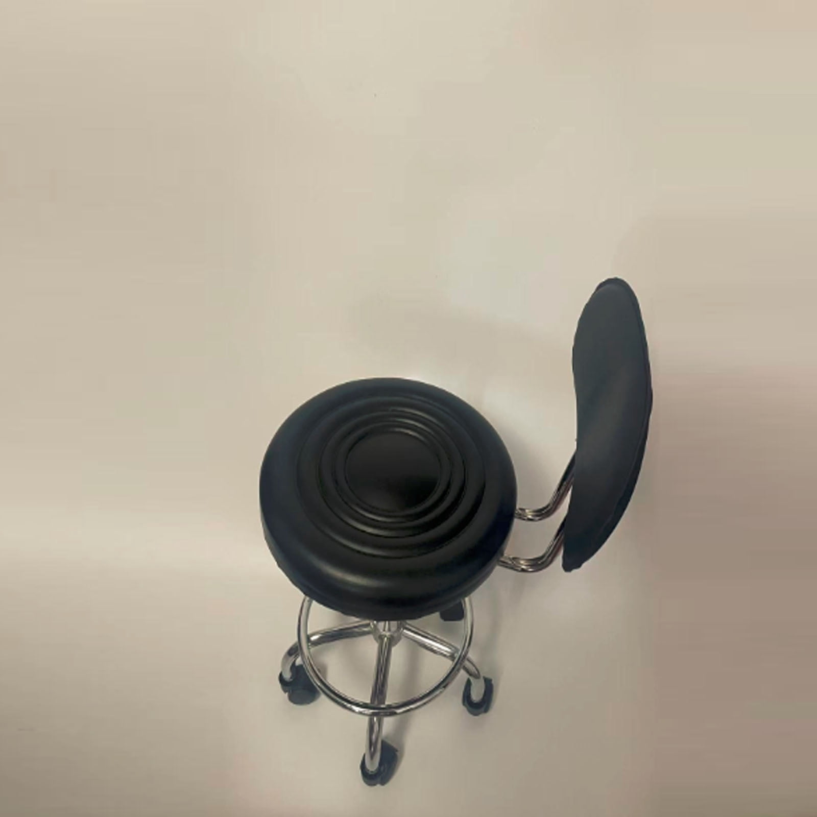 Give Corn kernel leather cover,Round Shape Adjustable Salon Stool with Back and Line, Black