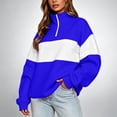 thumbnail image 2 of Akmaiox Sweatshirt for Women,Half Zip up Long Sleeve Color Block Pullover Tops, Oversized Casual Fall Streetwear Loungewear S-2XL, 2 of 9