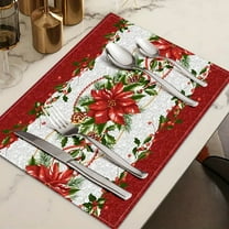Christmas Placemats Set of 4, Holiday Table Mats for Dining Table Decor, Festive Christmas Party Dinner Decorations for Family Gathering Home Living Room(B)