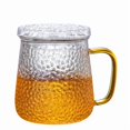 thumbnail image 2 of High Borosilicate Glass Tea Cup with Built-in Filter - 401-500ml Mushroom Design Single Mug, Heat-Resistant Dragon Scale Hammer Pattern, Perfect for Home Brewing and Daily Use, 2 of 6